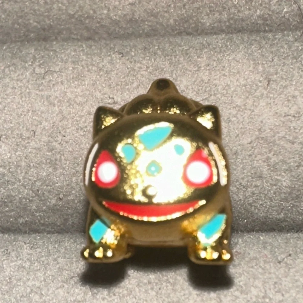 24K Gold Filled Pokemon Bulbasaur Charm Bead Pendant Anime Kawaii Pocket Monster